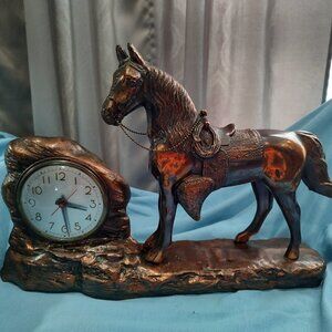 𝅺Antique New Haven Mantle Clock Western Horse Clock